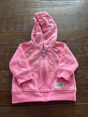 5/$10 Carter's Pink Polka Dot Zip-Up Hoodie